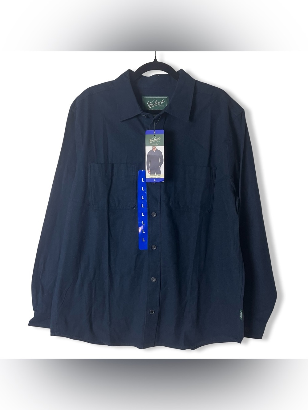 Woolrich Men's NWT Green Label Chamois Shirt Jacket Navy Cotton‎ Workwear Sz. L